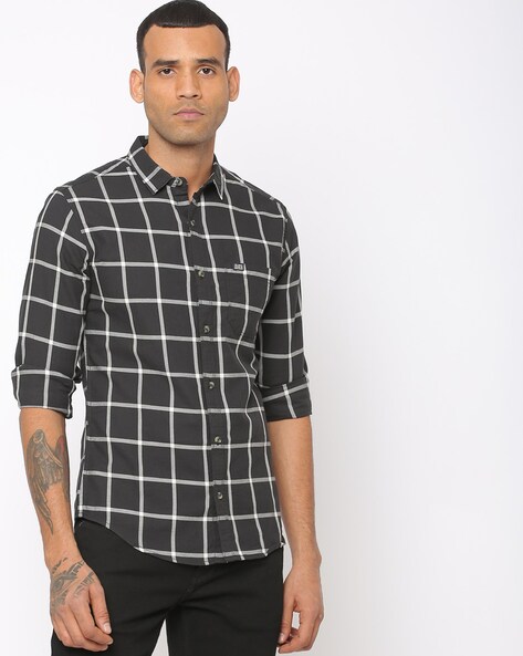 black check shirt mens india