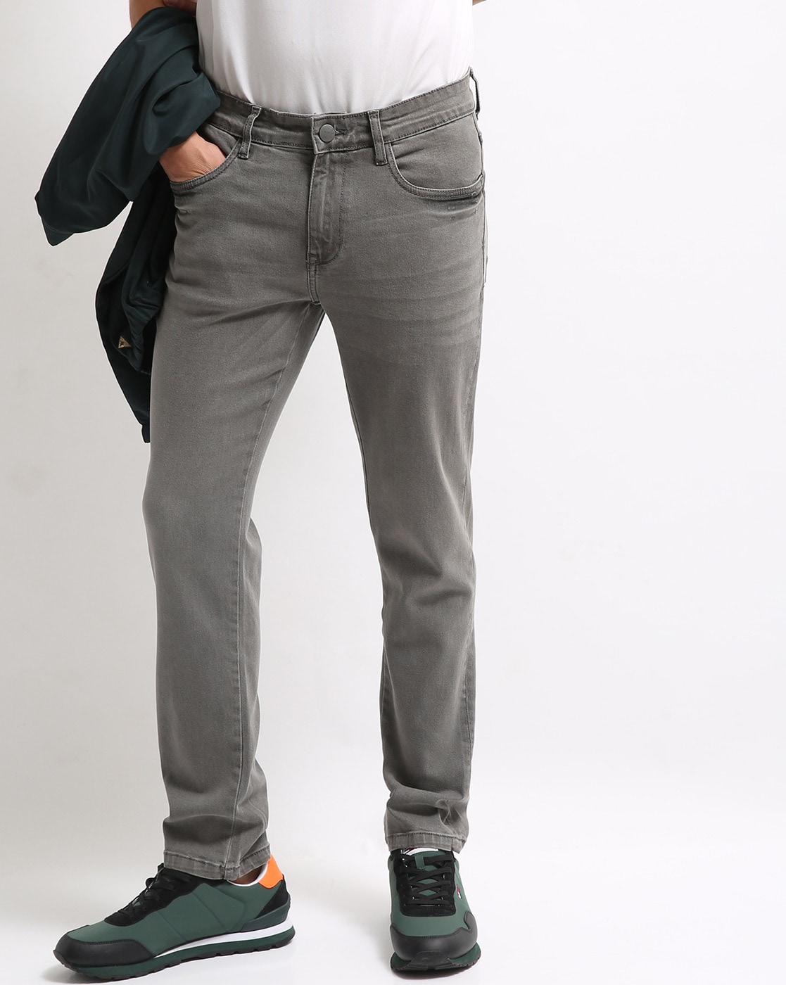 grey mid rise skinny jeans