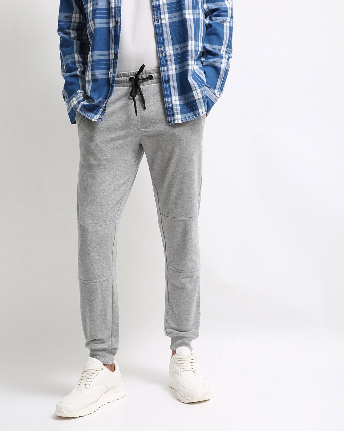 Panelled Slim Fit Cotton Joggers