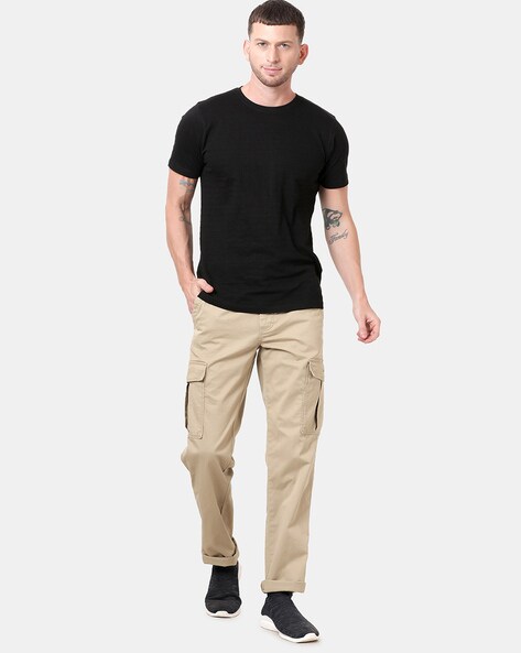 Buy T Base Men Black Regular Fit Solid Regular Trousers - Trousers for Men  6973926 | Myntra