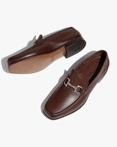 Buy Ferragamo Gancini Ornament Slip-On Formal Shoes | Brown Color Men |  AJIO LUXE