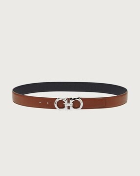 Salvatore Ferragamo Double Gancio Reversible Leather Belt in Red/Nero