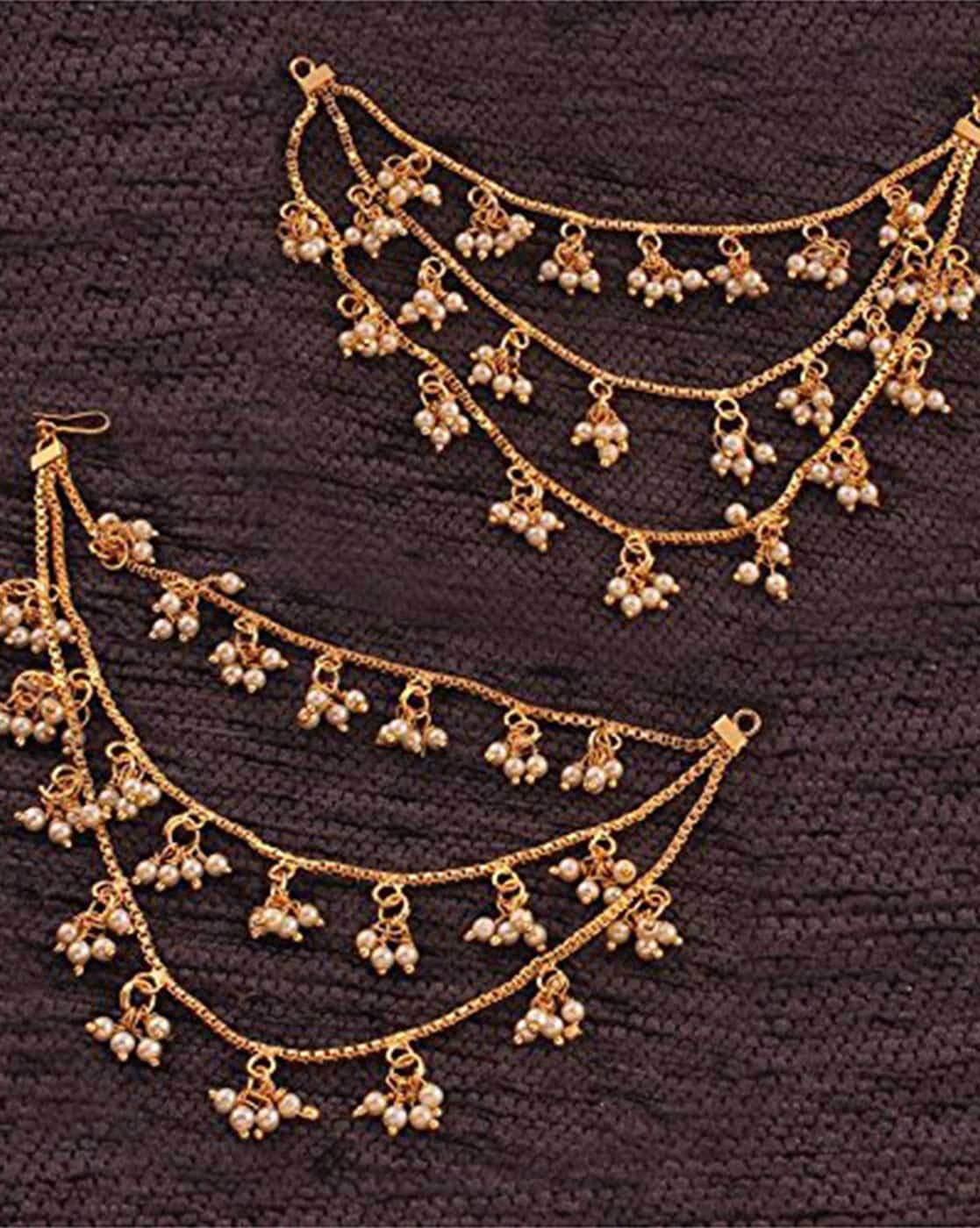 Handmade Gold Hair Chain Crystal Pearl Lace Bridal Wedding Hair Jewelry  Accessories Headpiece Tiara price in Saudi Arabia | Amazon Saudi Arabia |  kanbkam
