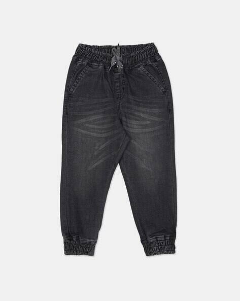 Mid-Wash Jogger Jeans with Drawstring Waist