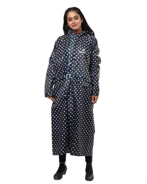 black polka dot raincoat