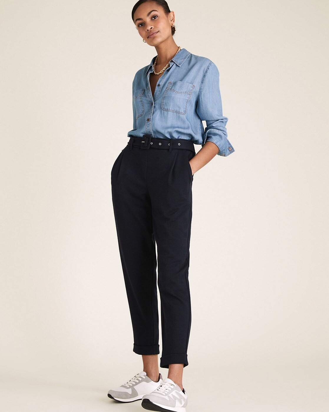 Buy PLUS SIZE BLACK TAPERED TROUSERS for Women Online in India