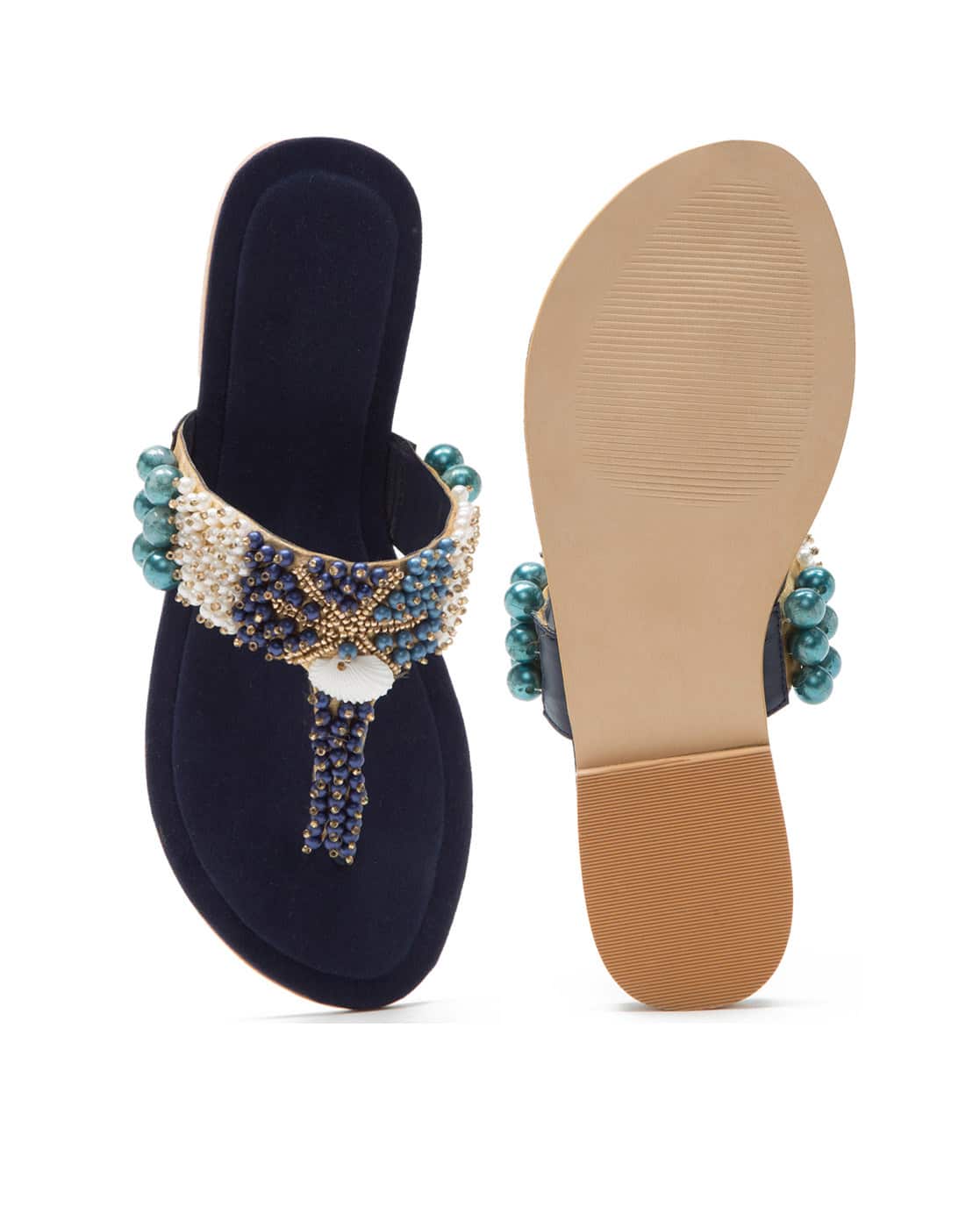 Ajio Flat Sandals Navy Flip Flops Womens Buy Navy Flat Sandals