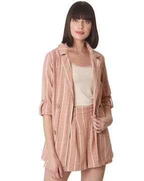 pink striped blazer