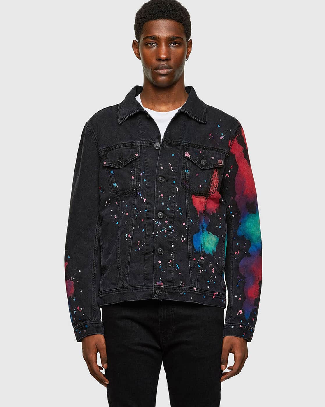 Buy DIESEL NHILL Printed Denim Trucker Jacket Online | Ajio.com