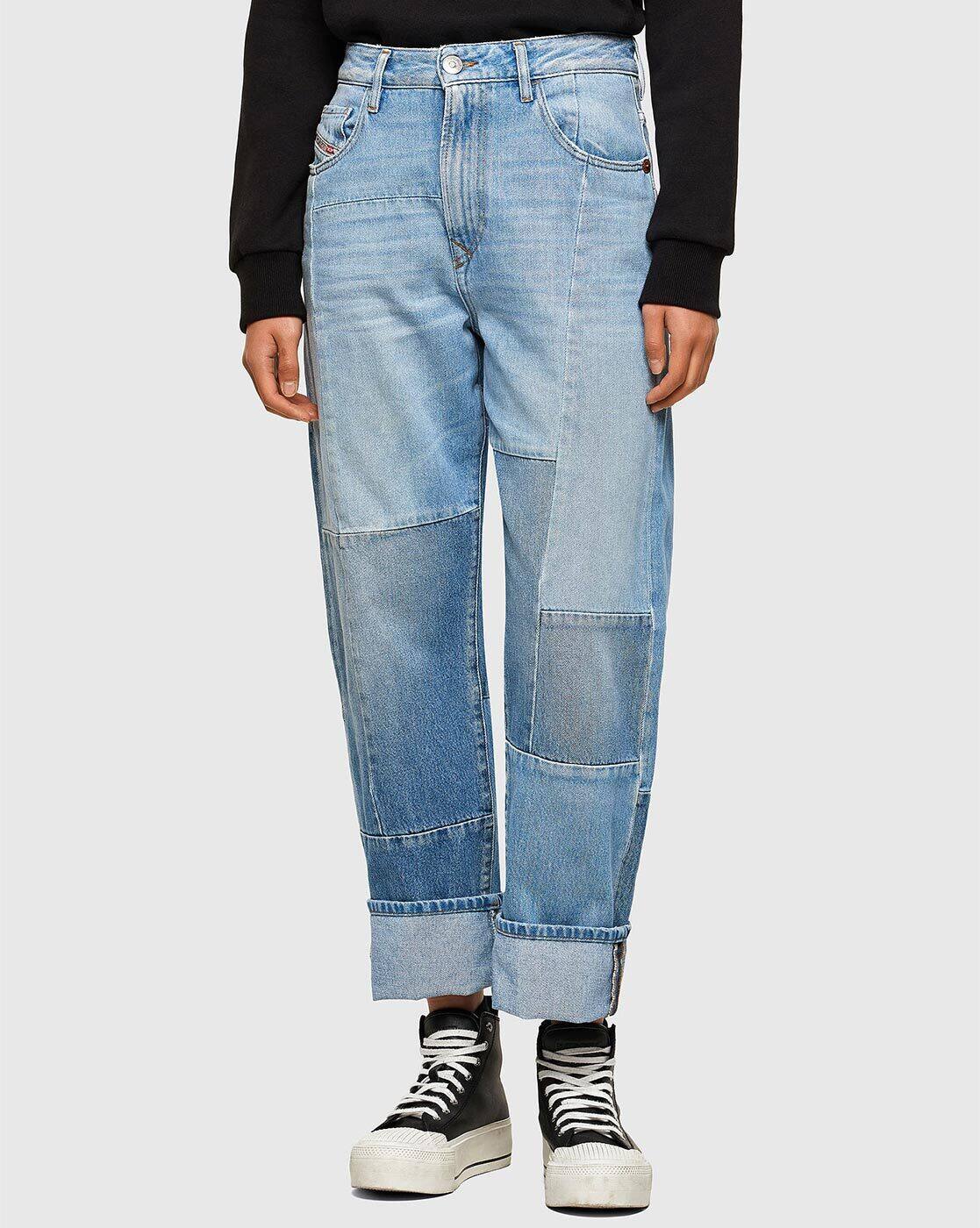 Buy DIESEL D-REGGY-GO Medium Washed Straight Fit Jeans | Blue Color Women |  AJIO LUXE