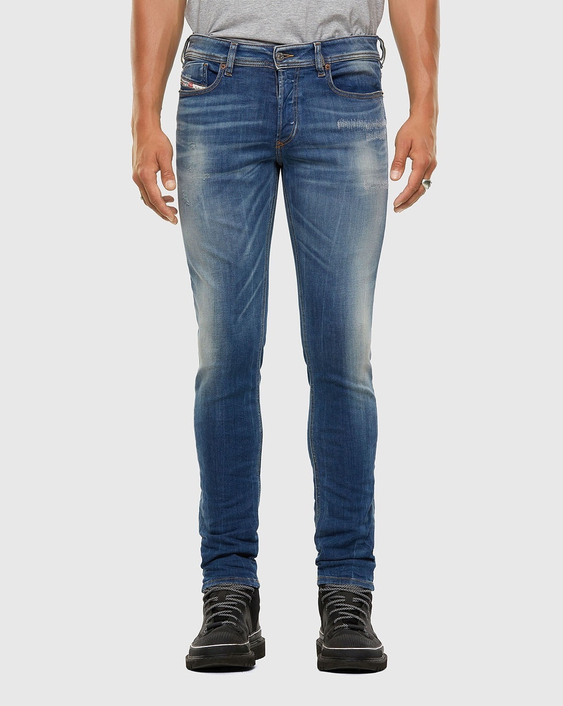 Buy DIESEL Mid-Wash Fit Jeans | Blue Men | LUXE
