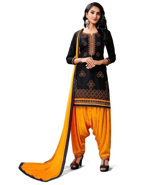 Embroidered Unstitched Dress Material Price in India