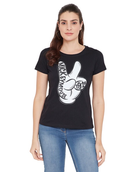 Mickey Mouse Family Printed Women Round Neck White T-Shirt - Buy Mickey  Mouse Family Printed Women Round Neck White T-Shirt Online at Best Prices  in India