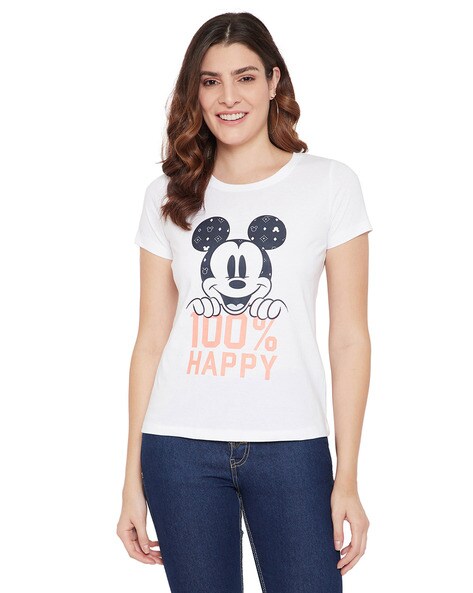 Mickey Mouse Family Printed Women Round Neck White T-Shirt - Buy Mickey  Mouse Family Printed Women Round Neck White T-Shirt Online at Best Prices  in India