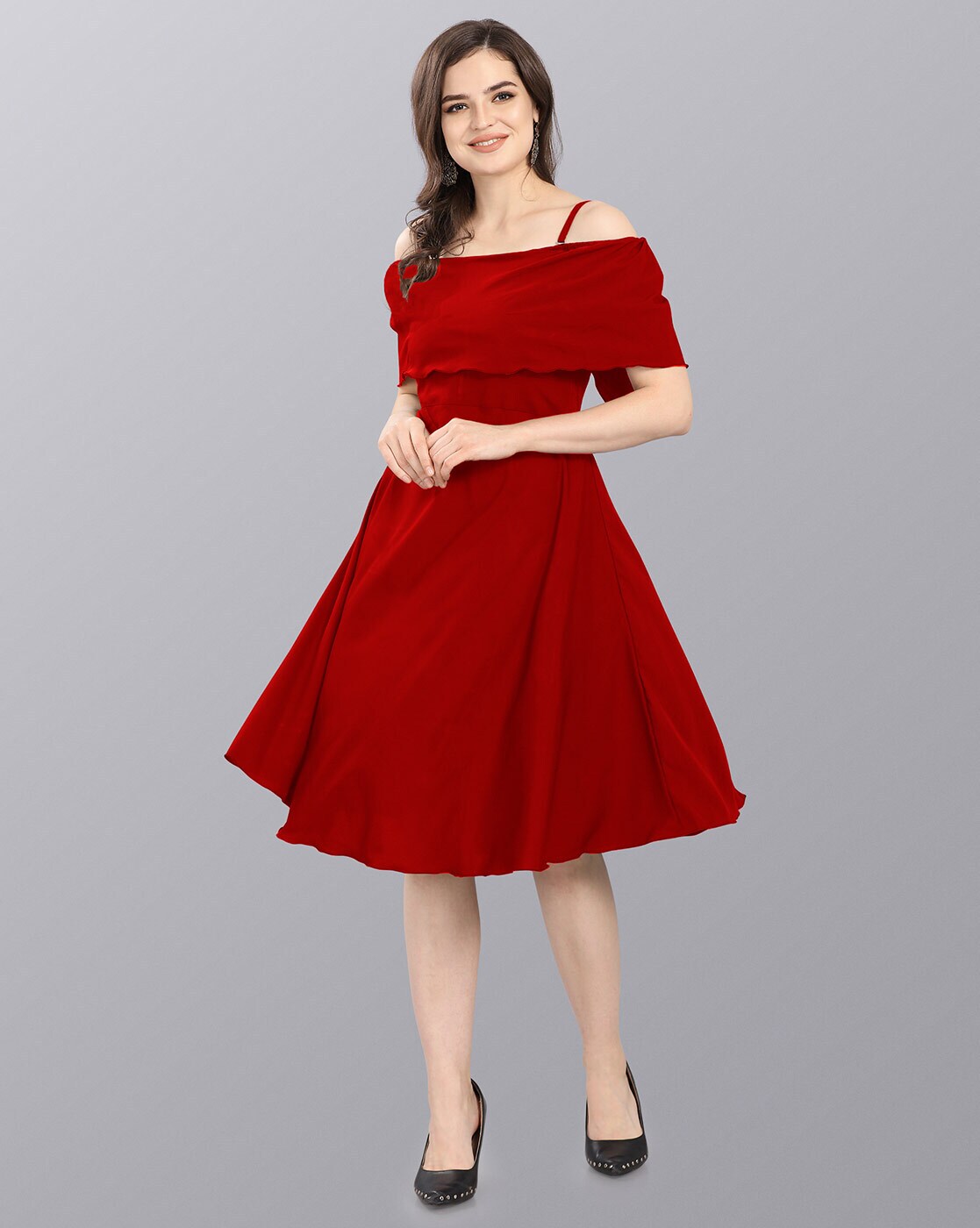 OFF THE SHOULDER SWEETHEART NECKLINE FAUX-WRAP DRESS (RED) – Dress Code  Chic Official
