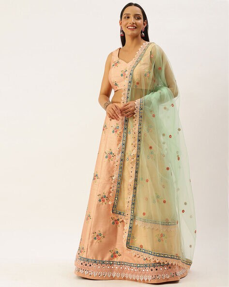 Embellished Lehenga Choli Set with Dupatta