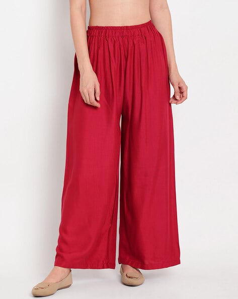 Solid Palazzos with Elasticated Waist Price in India