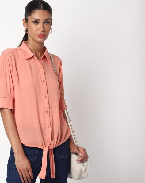 Shirt with Tie-Up Hem