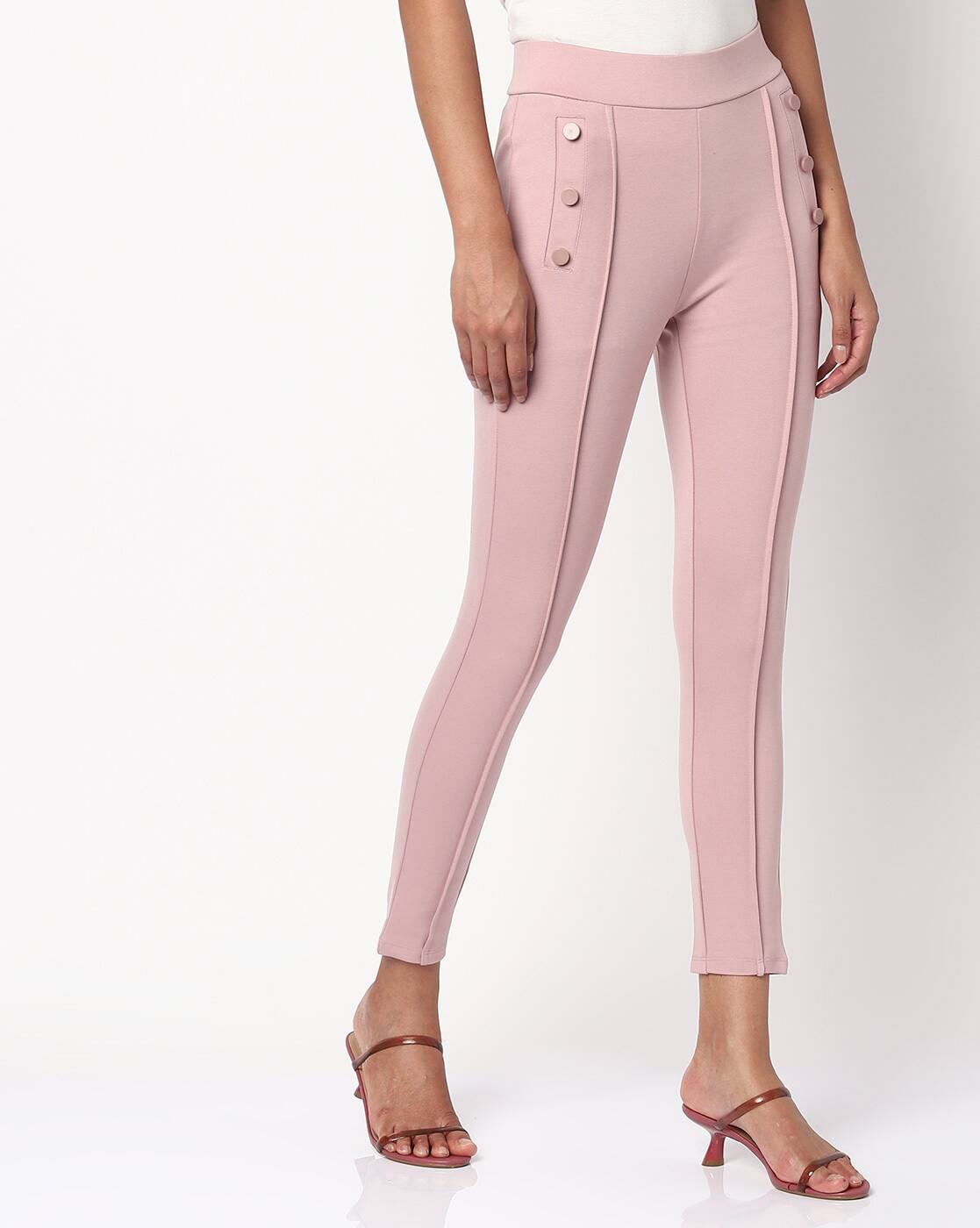 Peach Pink Leggings for Women by RIO 