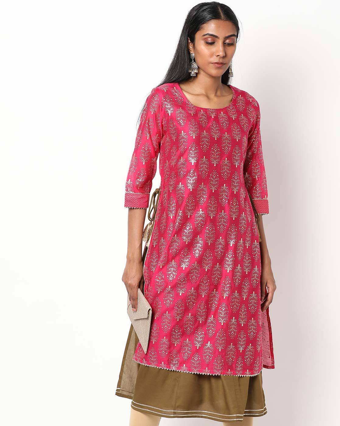 Buy Viva N Diva Women's Light Pink Cottan Slub Embroidery Kurti. Online at  Best Prices in India - JioMart.