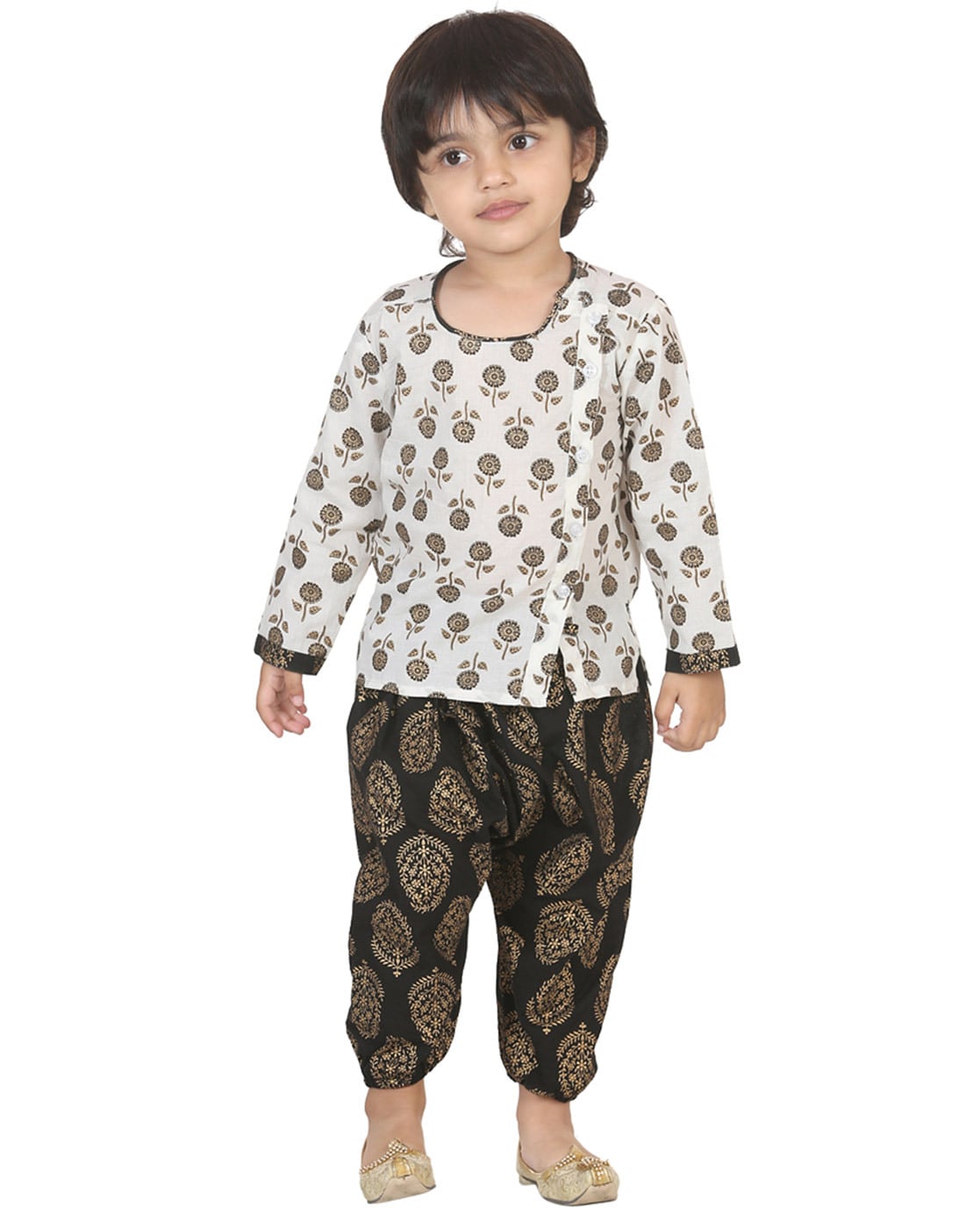 Girls Angrakha Style Top With Dhoti Pant