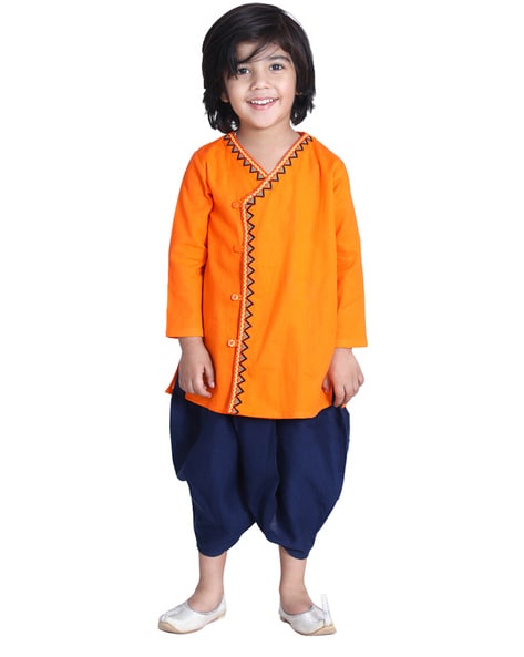 Buy Red Cotton Kurta And Dhoti Pant Set For Boys by Samyukta Singhania  Online at Aza Fashions.
