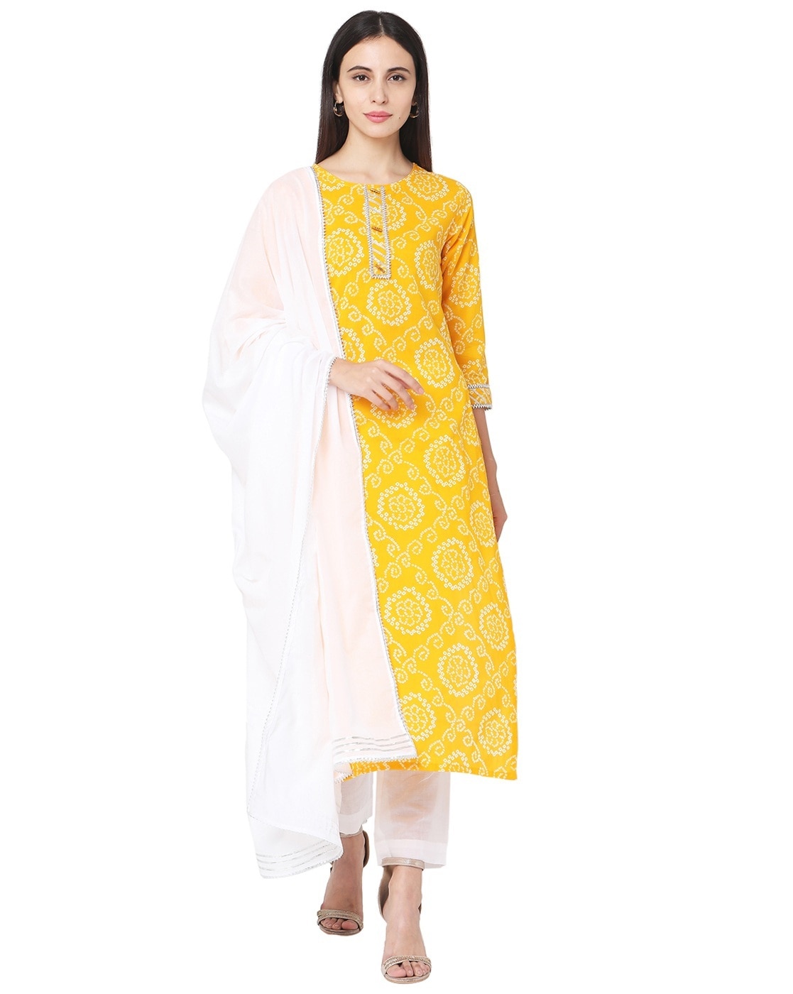 ajio yellow kurta set