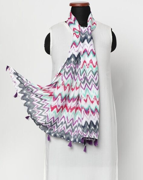 Chevron Print Scarf with Tassels Price in India