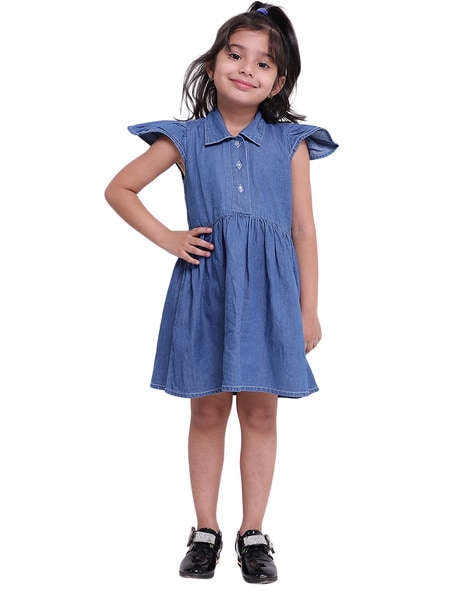 Kids Girls Solid DENIM Frocks  Dress