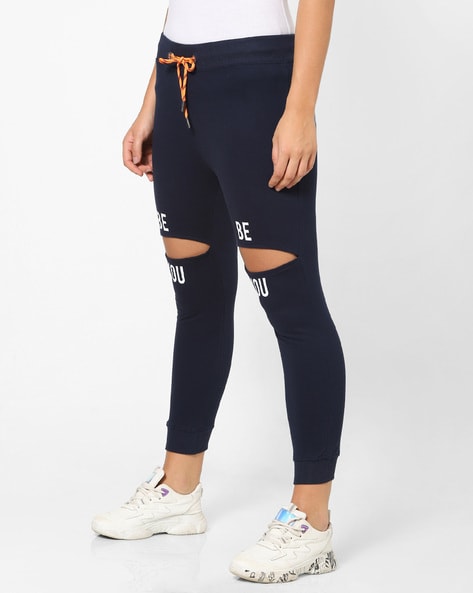 navy blue cuffed track pants