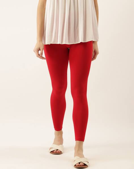 Buy Red Leggings for Women by Zebu 