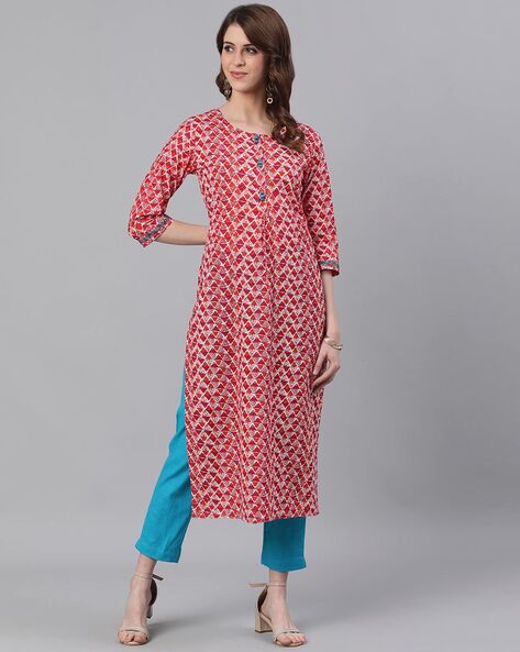 geometric print straight kurta