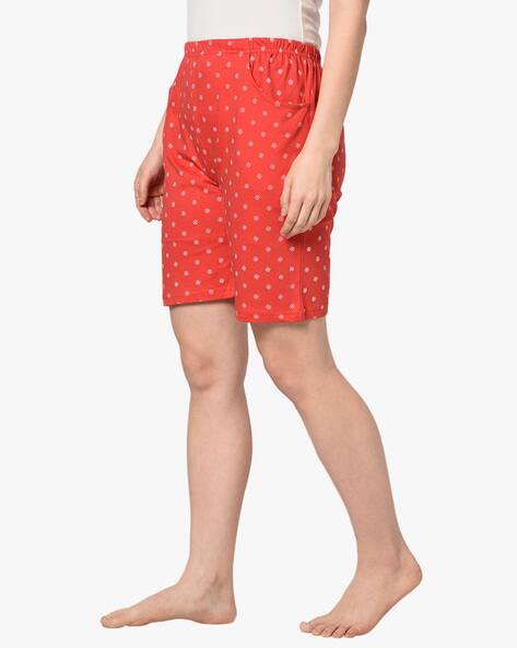 red patterned shorts