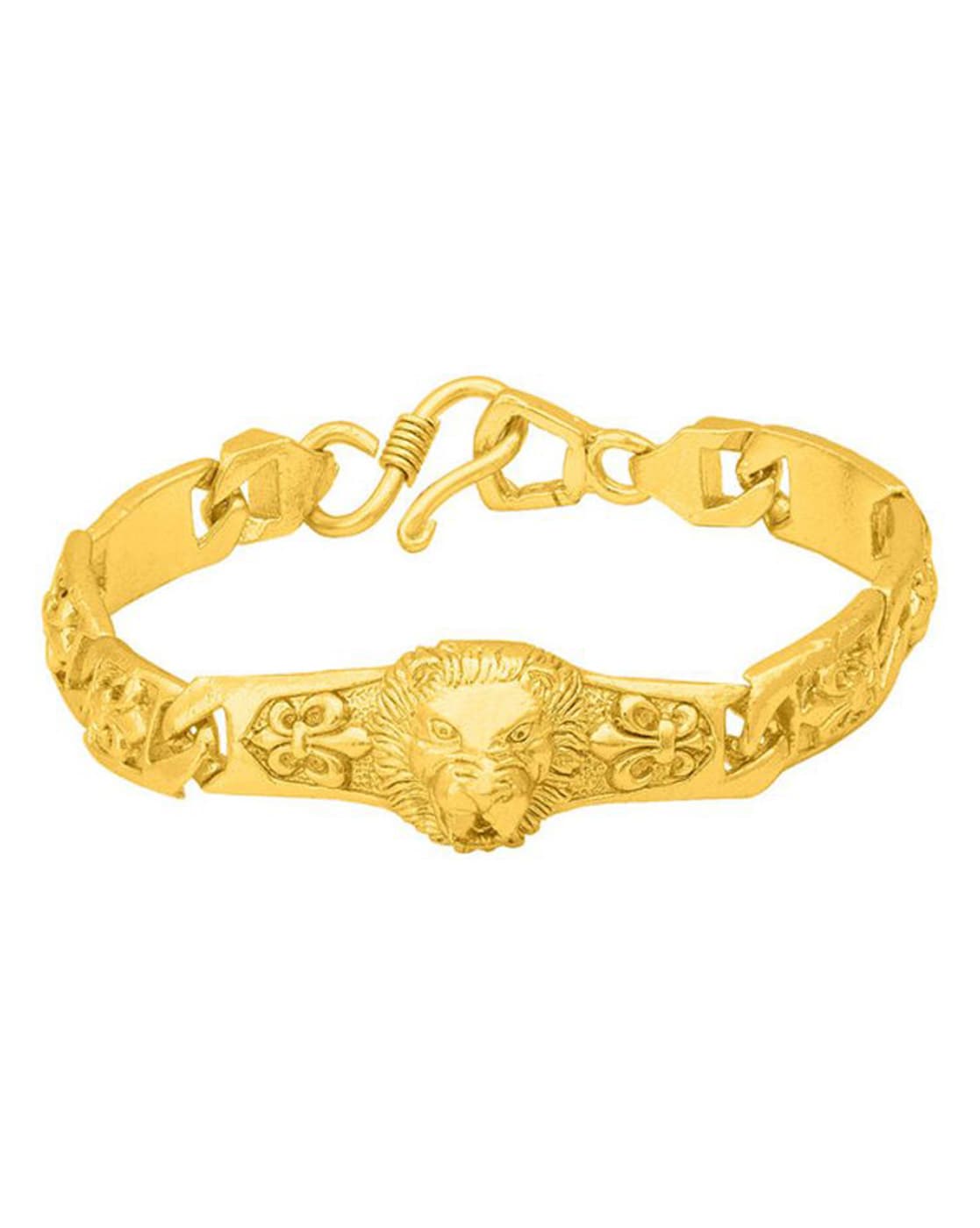 Gold Plated Lion Design Brass Heavy Bracelet For Men