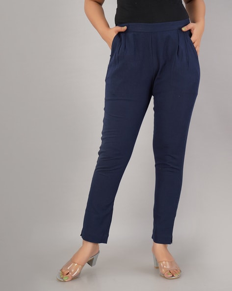Buy Shubham exports Women Cotton Pants/Trouser Pants/Pencil Pants/Causal  Pants for Women Navy Blue Color Size- XXL (30) Online In India At  Discounted Prices