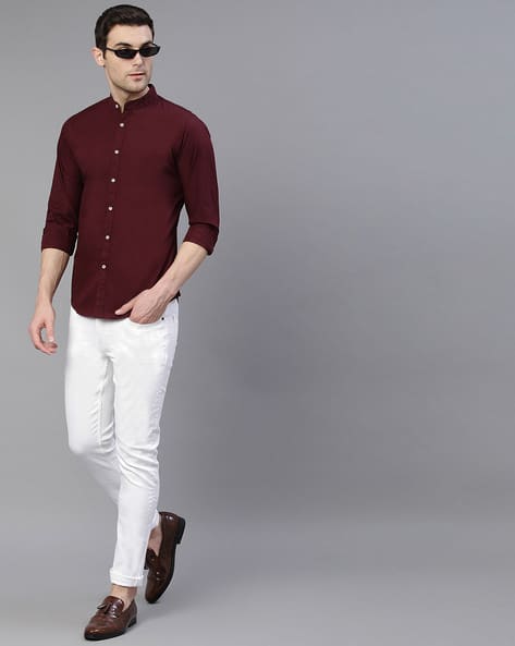 Buy Burgundy Shirts for Men by 