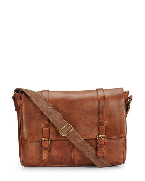 TEAKWOOD LEATHERS Genuine Leather Messenger Bag