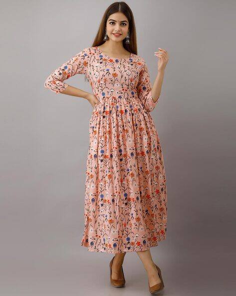 Floral Print Flared Kurta