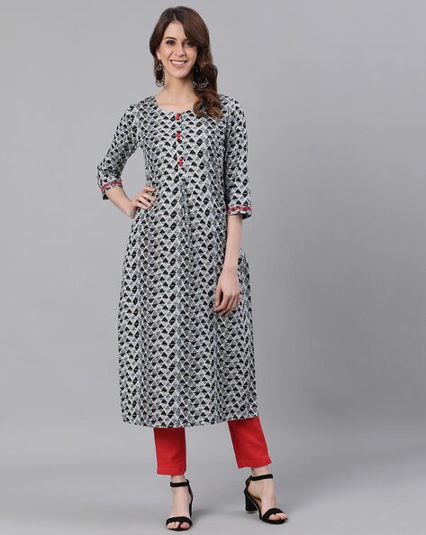 geometric print straight kurta