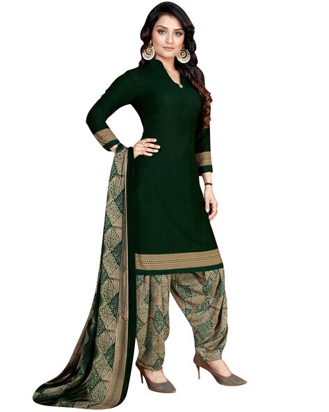 Crepe Printed Unstitched Salwar Suit Material Price in India