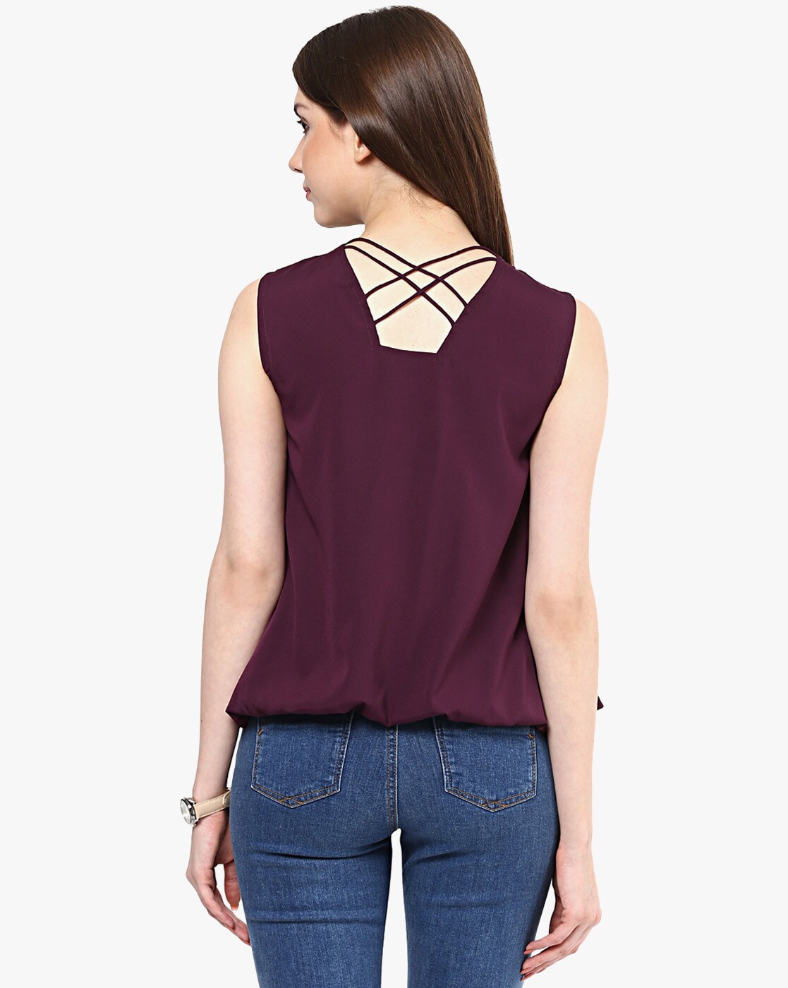 violet sleeveless top