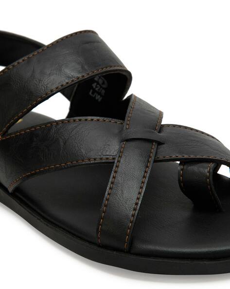 black toe ring flat sandals