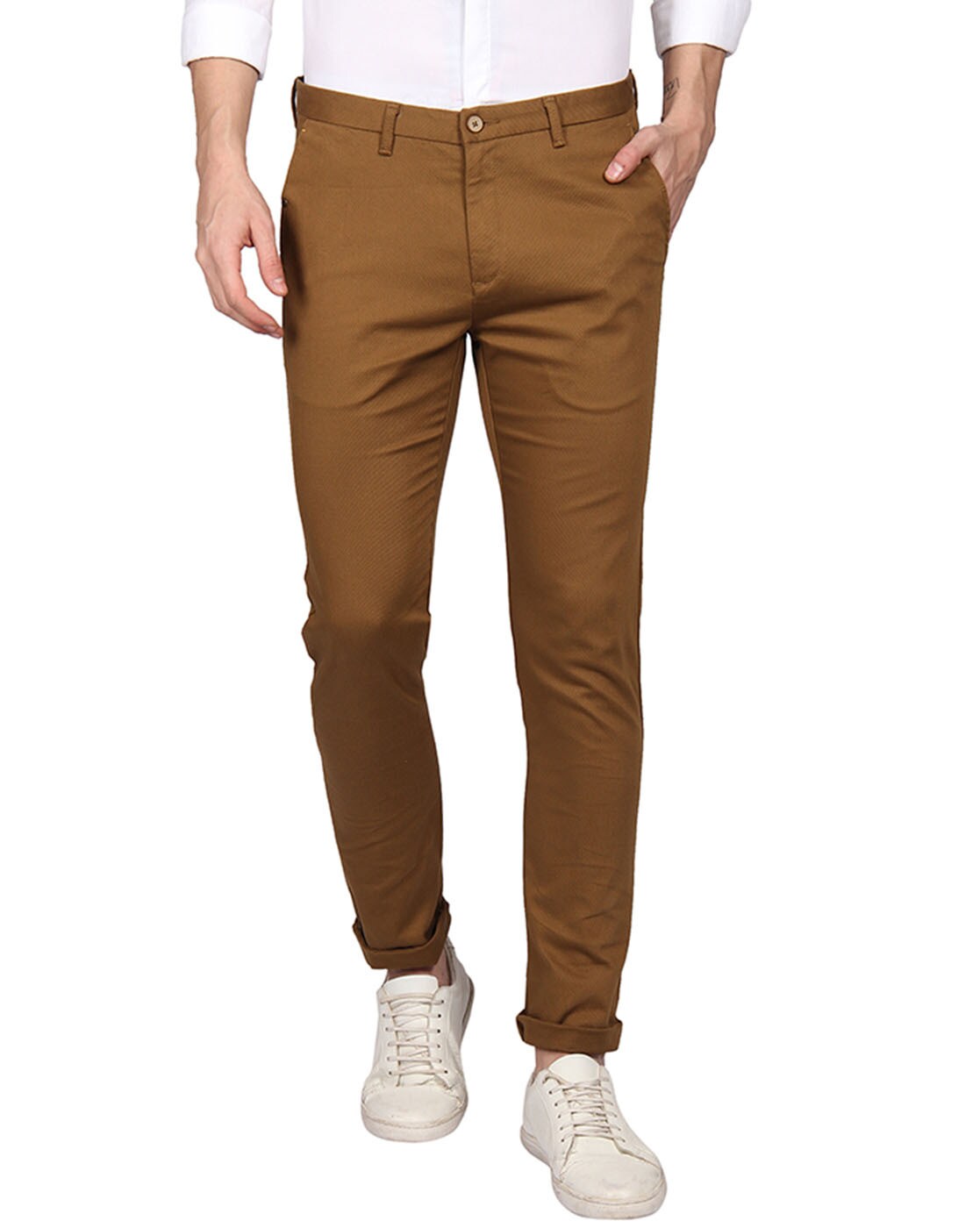 Buy BLACKBERRYS Grey Stripes Polyester Viscose Slim Fit Mens Trousers |  Shoppers Stop