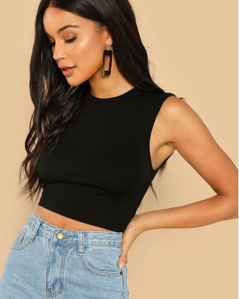 one strap black crop top