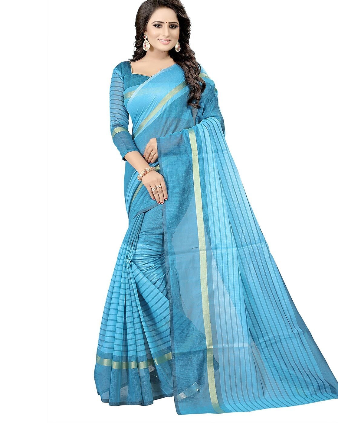 Buy Blue Sarees for Women by Saadhvi Online | Ajio.com