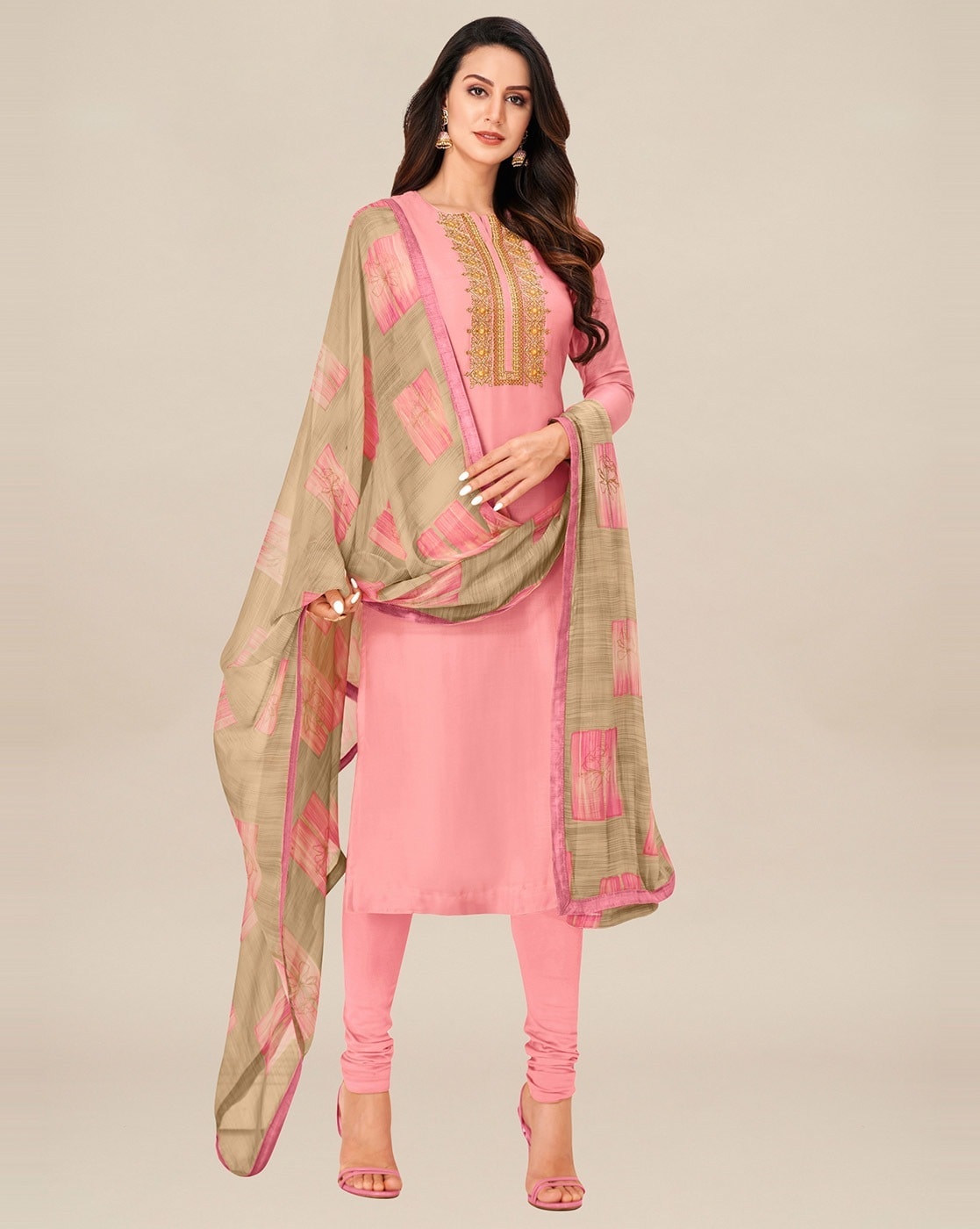 pink colour churidar dress