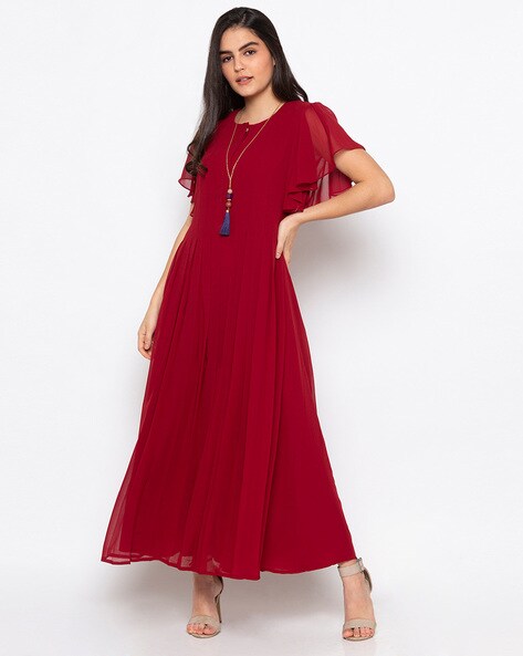 Fit & Flare Dress with Flutter Sleeves