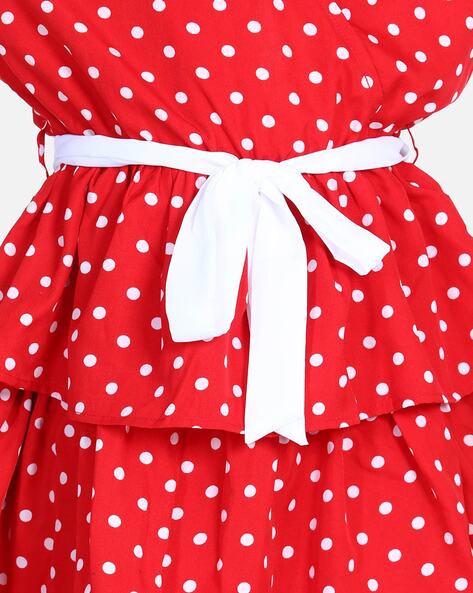 Girls red and clearance white polka dot dress