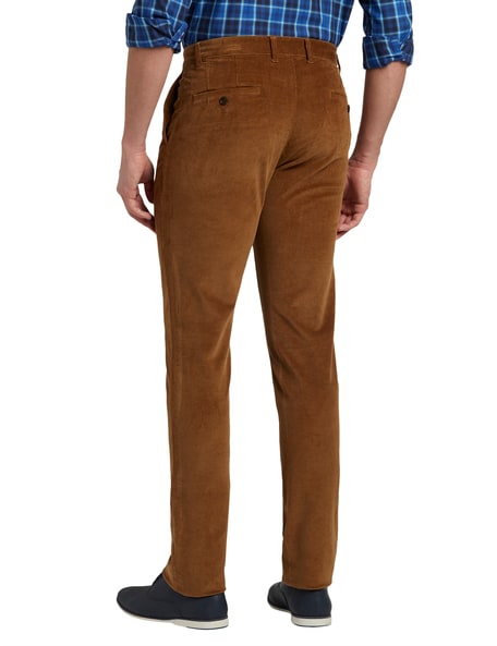 Buy Arrow Sports Men Khaki Low Rise Bronson Slim Fit Corduroy Casual  Trousers - NNNOW.com