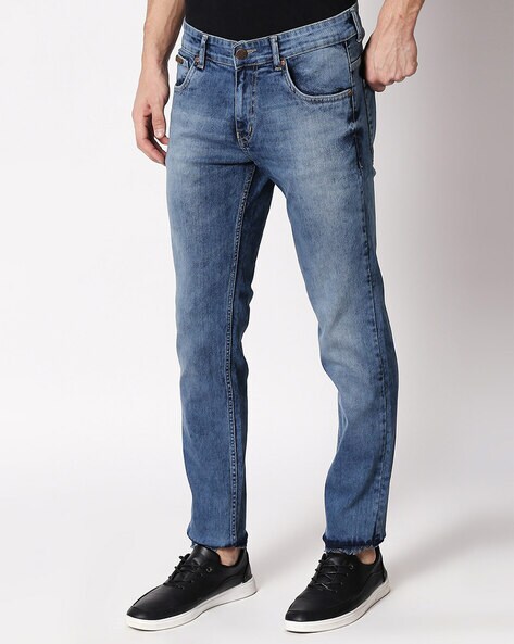 Mens frayed hem on sale jeans